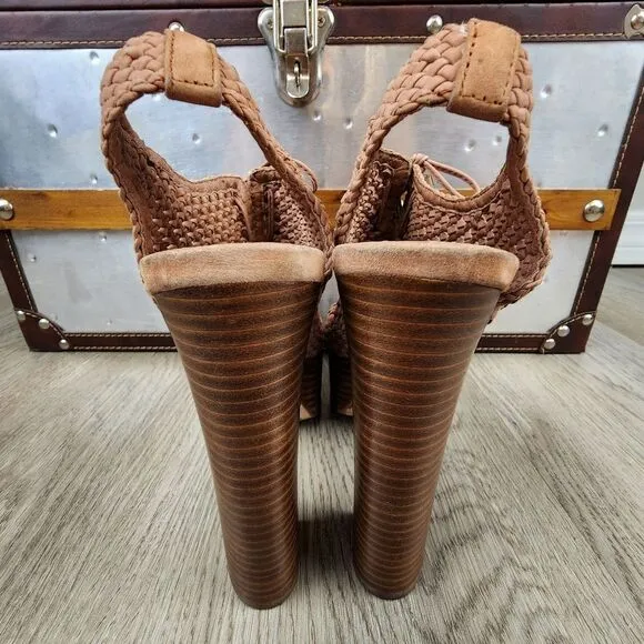 Pencey Alexus Woven Platform Leather Sandals size 7