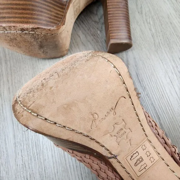 Pencey Alexus Woven Platform Leather Sandals size 7