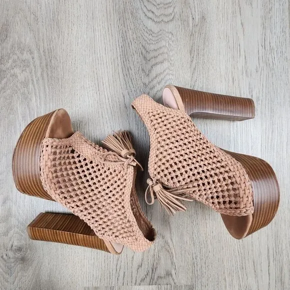 Pencey Alexus Woven Platform Leather Sandals size 7