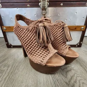 Pencey Alexus Woven Platform Leather Sandals size 7