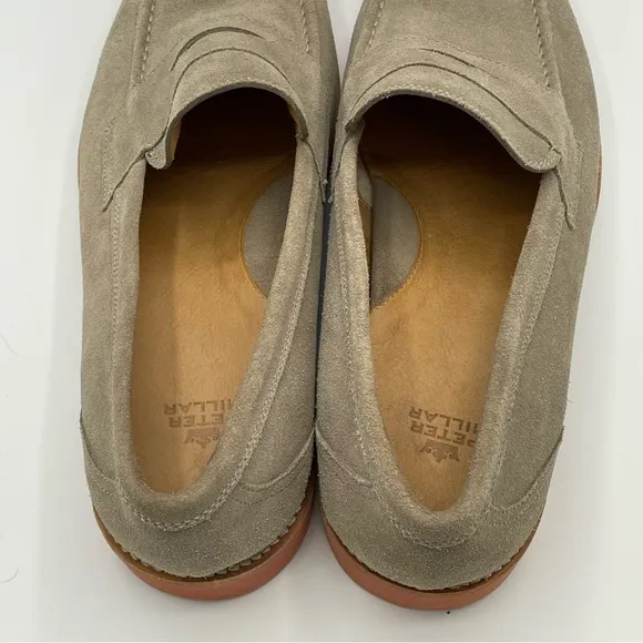 Peter Millar Suede Excursionist Penny Loafer Slip On Shoes Taupe Brown Mens 10.5
