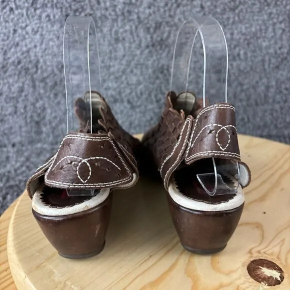 Pikolinos Romana Slingback Leather Sandals Womens 9 / 39 Brown Woven Casual Shoe