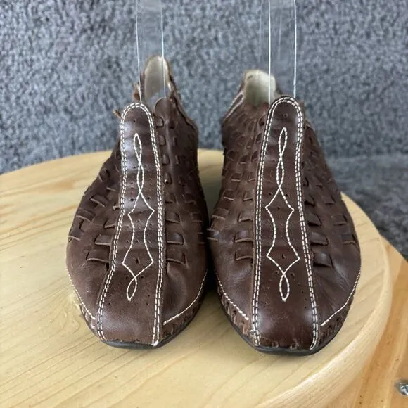 Pikolinos Romana Slingback Leather Sandals Womens 9 / 39 Brown Woven Casual Shoe