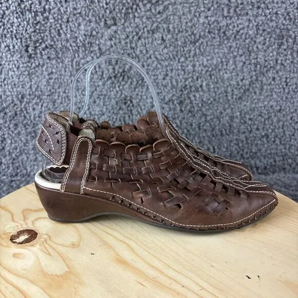 Pikolinos Romana Slingback Leather Sandals Womens 9 / 39 Brown Woven Casual Shoe