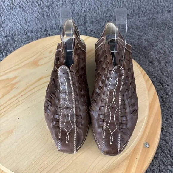Pikolinos Romana Slingback Leather Sandals Womens 9 / 39 Brown Woven Casual Shoe
