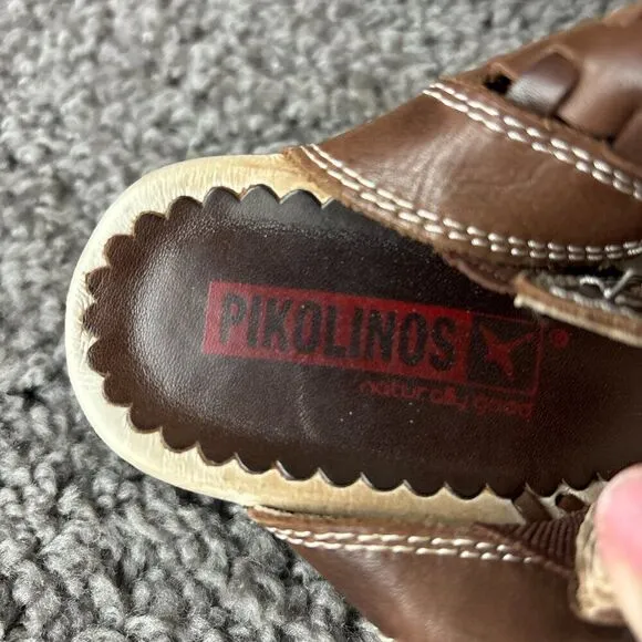 Pikolinos Romana Slingback Leather Sandals Womens 9 / 39 Brown Woven Casual Shoe