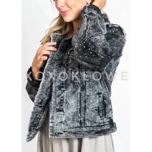 POL Black Vintage Studded Corduroy Jacket Relaxed Fit