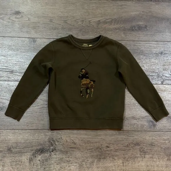 Polo Ralph Lauren Big Pony Double-Knit Sweatshirt Camo Graphic - Kids Size 6