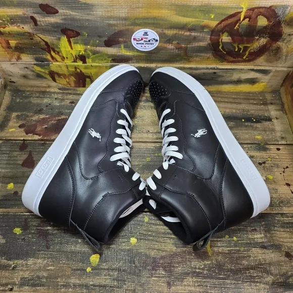Polo Ralph Lauren Black CRT High Leather Cow Shoes‎ Mens Size 13 New