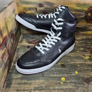 Polo Ralph Lauren Black CRT High Leather Cow Shoes‎ Mens Size 13 New