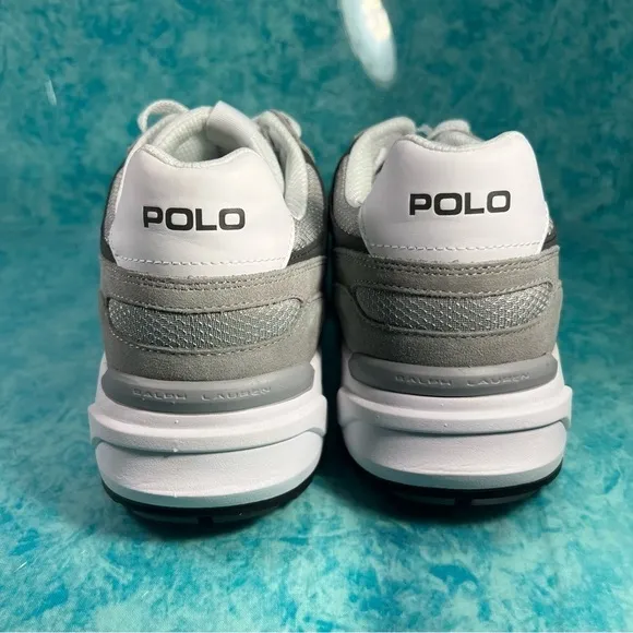 Polo Ralph Lauren Jogger Men’s Gray White Low Top Suede Shoes Sneakers Size 14