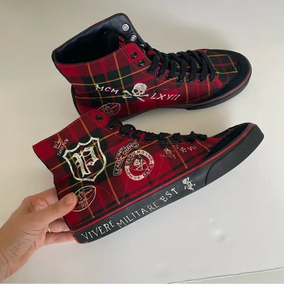 Polo Ralph Lauren Men’s Solomon Downhill Skier Sneakers Plaid High Top 11D