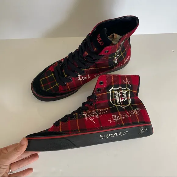 Polo Ralph Lauren Men’s Solomon Downhill Skier Sneakers Plaid High Top 11D