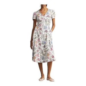 Polo Ralph Lauren Nea Paneled Floral Linen Midi Dress - Multicolor