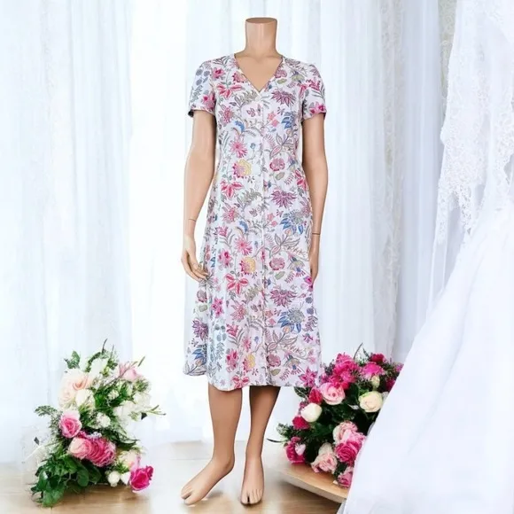 Polo Ralph Lauren Nea Paneled Floral Linen Midi Dress - Multicolor