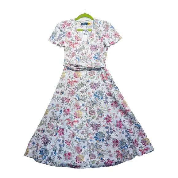 Polo Ralph Lauren Nea Paneled Floral Linen Midi Dress - Multicolor