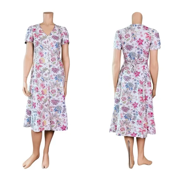 Polo Ralph Lauren Nea Paneled Floral Linen Midi Dress - Multicolor