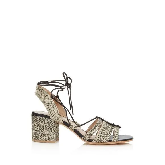 POUR LA VICTOIRE Womens Black Woven Woven Amada Open Toe Block Heel Sandals 9