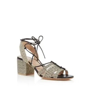 POUR LA VICTOIRE Womens Black Woven Woven Amada Open Toe Block Heel Sandals 9