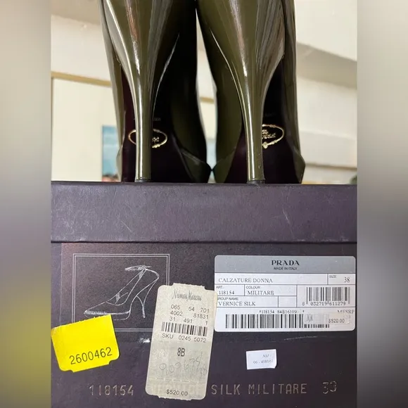 PRADA dark Olive green stilettos - 8 True to Size