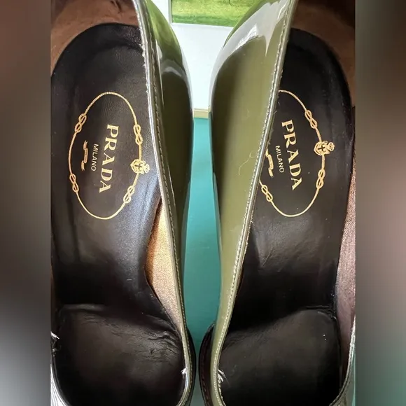 PRADA dark Olive green stilettos - 8 True to Size