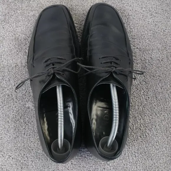 Prada Derby Shoes Mens Size 9 Loafer Black Leather Vintage Made In Italy