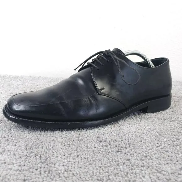 Prada Derby Shoes Mens Size 9 Loafer Black Leather Vintage Made In Italy