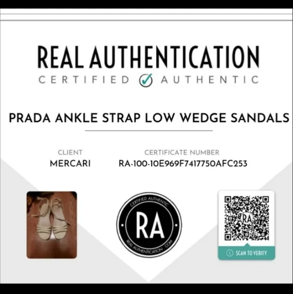 Prada Off White Ankle Strap Low Wedge Sandals