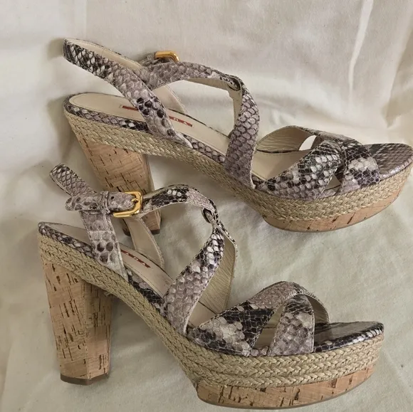 Prada Sport Snakeskin Platform SandalsPrada Wedges like new.