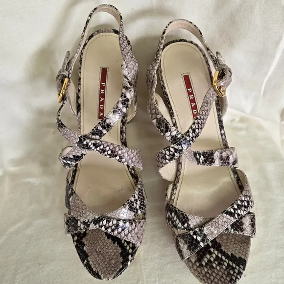 Prada Sport Snakeskin Platform SandalsPrada Wedges like new.
