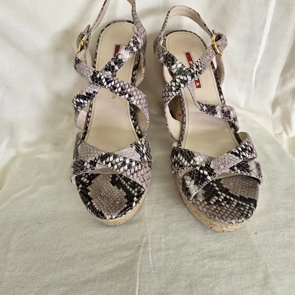 Prada Sport Snakeskin Platform SandalsPrada Wedges like new.