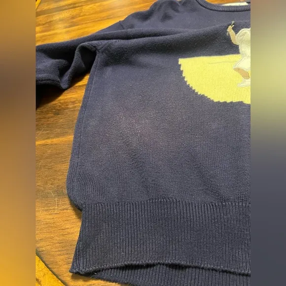 Pringle Of Scotland VTG Sweater Mens M Grandpa Tennis 80s Navy 100% Cotton Court