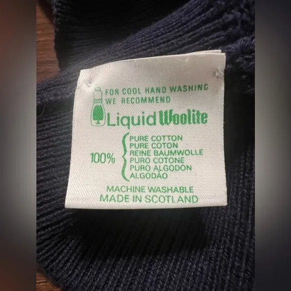 Pringle Of Scotland VTG Sweater Mens M Grandpa Tennis 80s Navy 100% Cotton Court