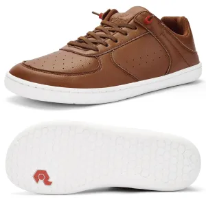 Pulltop Barefoot Wide Toe Box Shoes for Men - Minimalist Barefoot Dress Shoes Sneakers Zero Drop Slip on Walking Non Slip Shoes for Men Brown Size 9 Wide