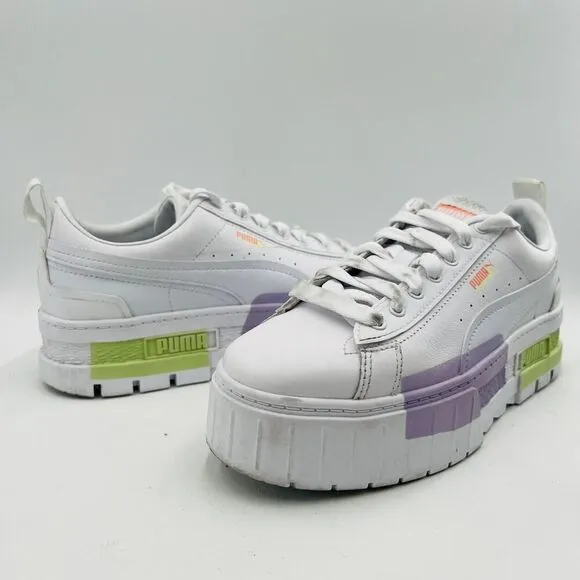 Puma Mayze Chunky Sneakers In White-Multi-Lilac Shoes Size 8.5