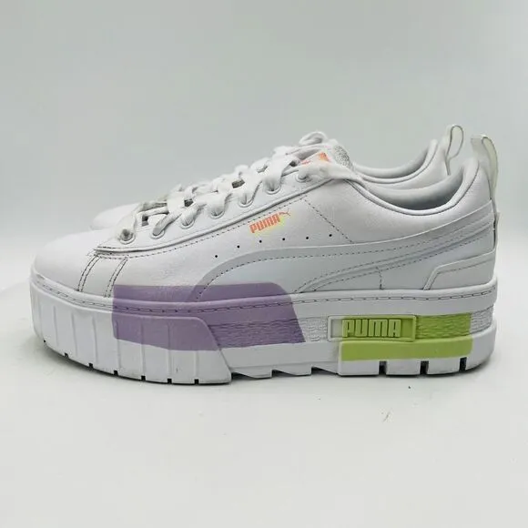 Puma Mayze Chunky Sneakers In White-Multi-Lilac Shoes Size 8.5