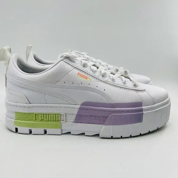 Puma Mayze Chunky Sneakers In White-Multi-Lilac Shoes Size 8.5