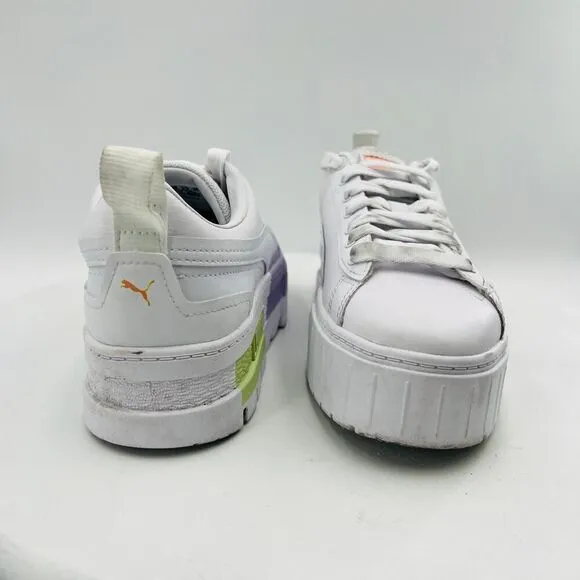 Puma Mayze Chunky Sneakers In White-Multi-Lilac Shoes Size 8.5