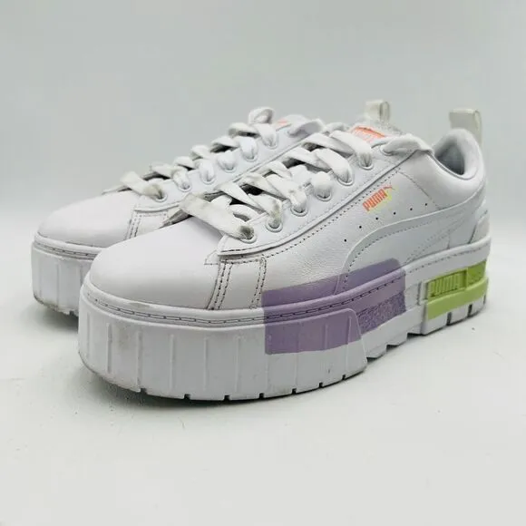 Puma Mayze Chunky Sneakers In White-Multi-Lilac Shoes Size 8.5