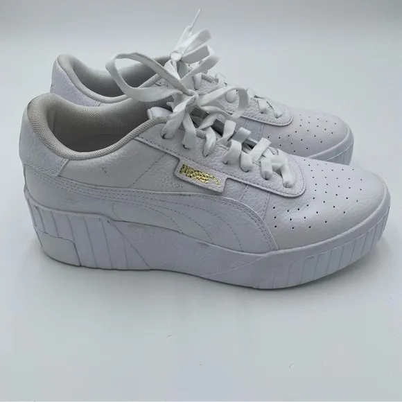 Puma Women's Cali Wedge Platform Lace Up Tennis Shoes Sneakers White Size 10