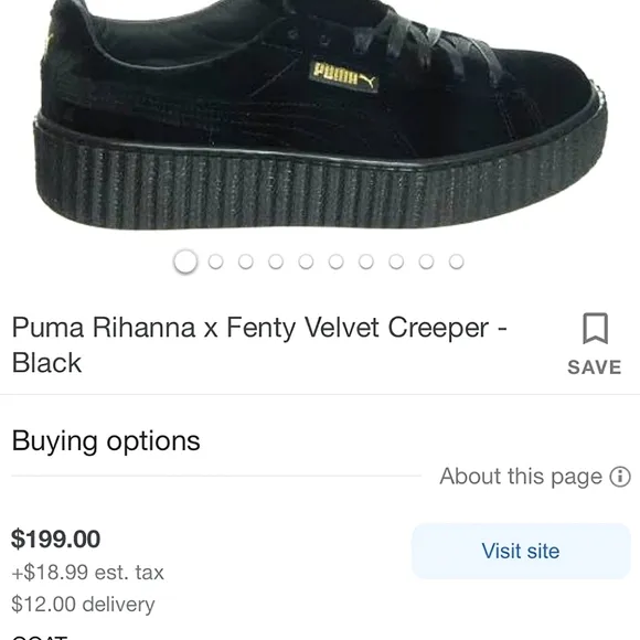 Puma x Fenty By Rihanna Women's Creepers Trainers In Black Velvet Size 9