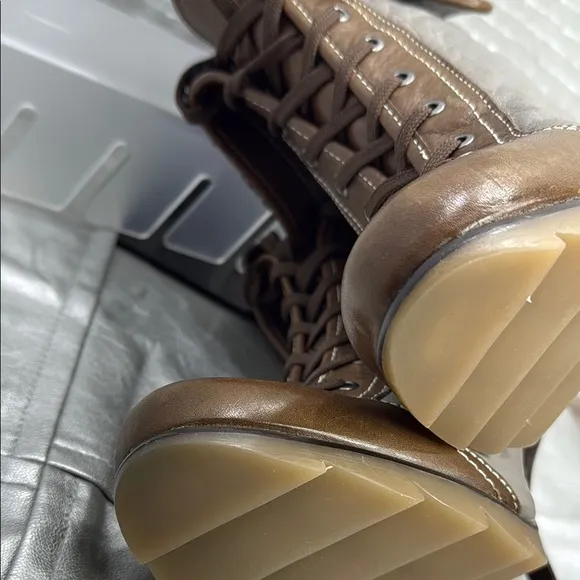 (Q6) BCBGMAXAZRIA VINTAGE,Y2K Stylish Brown and Gray Women's Heeled Boots,size 9