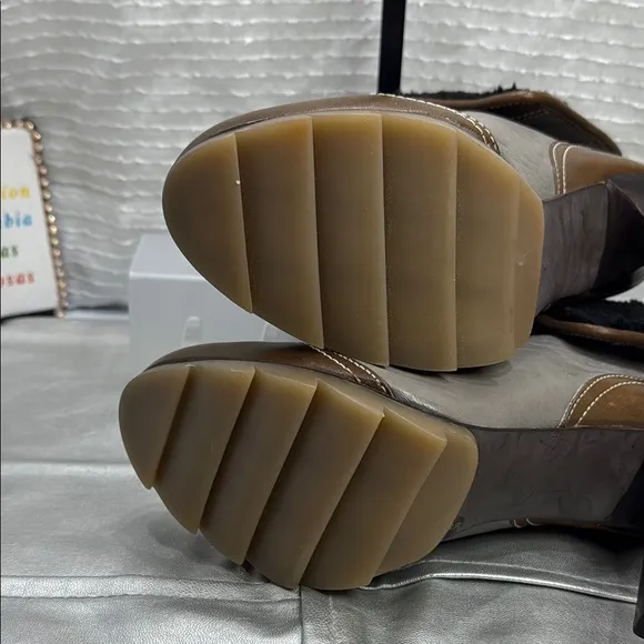(Q6) BCBGMAXAZRIA VINTAGE,Y2K Stylish Brown and Gray Women's Heeled Boots,size 9