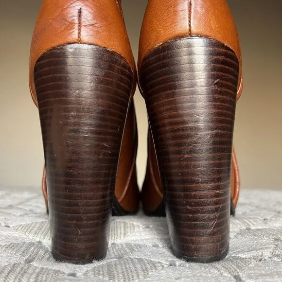 Rachel Zoe Charlie Cognac Brown Pebbled Leather High Heel Ankle Boot Women’s 9 M