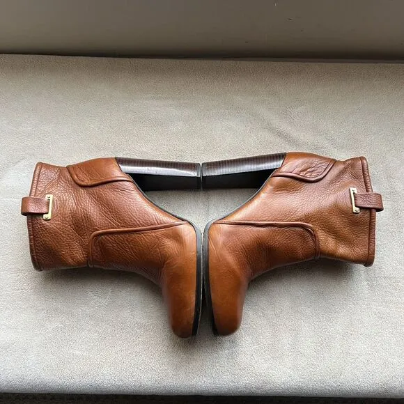 Rachel Zoe Charlie Cognac Brown Pebbled Leather High Heel Ankle Boot Women’s 9 M