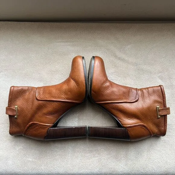 Rachel Zoe Charlie Cognac Brown Pebbled Leather High Heel Ankle Boot Women’s 9 M