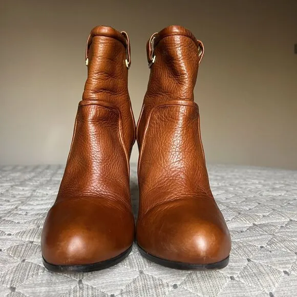 Rachel Zoe Charlie Cognac Brown Pebbled Leather High Heel Ankle Boot Women’s 9 M