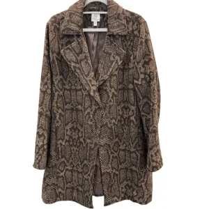 Rafaella Rylee Brown Coat Leopard Print Tailored Fit Gold Snaps Casual Chic XL