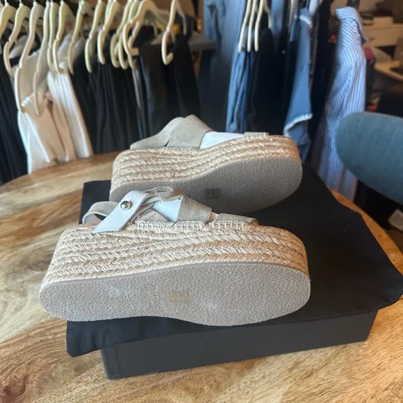 Rag &amp; Bone August Espadrille Platform Sandal Size 37 in Light Sand