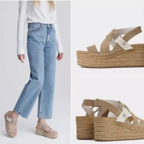 Rag &amp; Bone August Espadrille Platform Sandal Size 37 in Light Sand